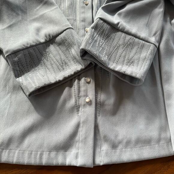 Bob Macke Wearable Art Blazer Sequin Gray Moleskin Jacket Vintage - Picture 7 of 10